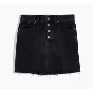 Madewell Rigid Denim A-Line Mini Skirt in Lunar Wash: Button-Front Edition 28